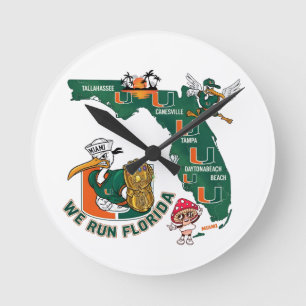 We Run Florida Football Fan Gameday Graphic  Round Clock
