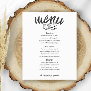 We Said I Moo Personalized Cow Themed Wedding Menu