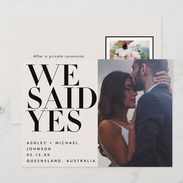 WE SAID YES | Blush + Black 2 Photo Wedding Invitation (Front/Back)