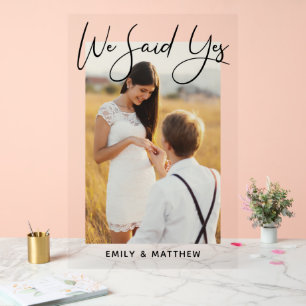 We Said Yes Personalized Photo Engagement Wedding Acrylic Sign