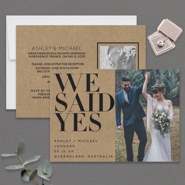 WE SAID YES Rustic Chic 2 Photo Reception Only Invitation (Creator Uploaded)