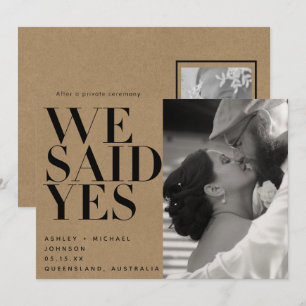 We Said Yes Rustic Chic Photo Wedding Announcement