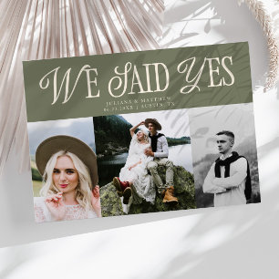 We Said Yes Vintage Wedding Multi Photo Sage Announcement