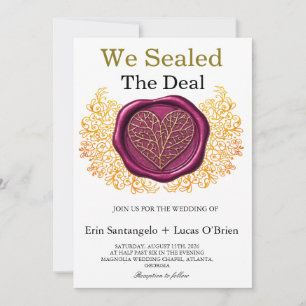 We Seal the Deal Vintage Wax Seal Wedding Invitation