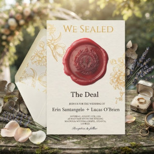 We Seal the Deal Vintage Wax Seal Wedding Invitation