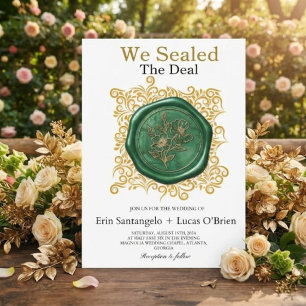 We Seal the Deal Vintage Wax Seal Wedding Invitation