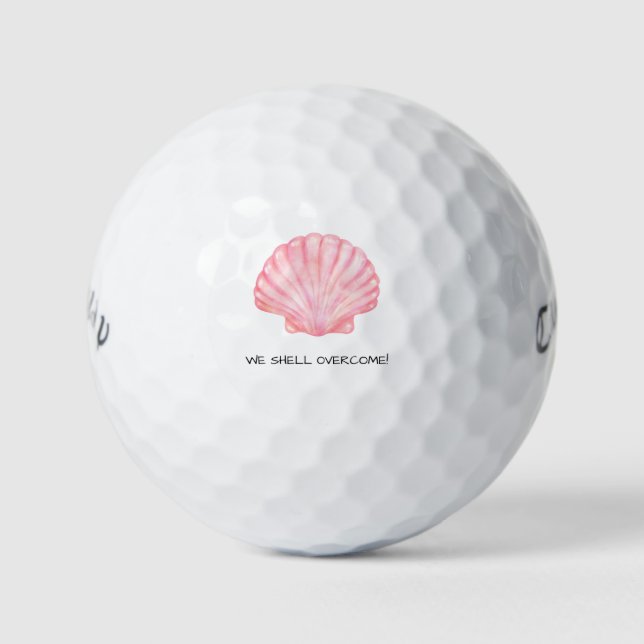 'We Shell Overcome!' Playful Coastal Golf Games  Balls (Front)
