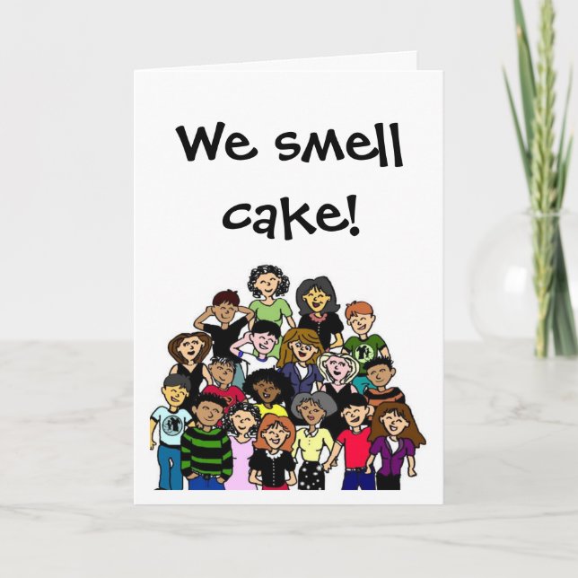 "We smell cake!" birthday card (Front)