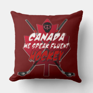 We Speak Fluent Hockey Canada Humour Throw Pillow