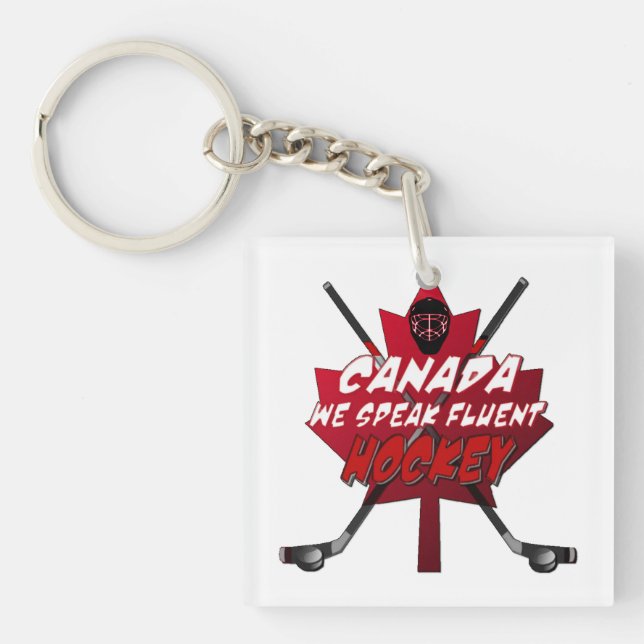 We Speak Fluent Hockey Canada Leaf Humour Key Chai Keychain (Front)