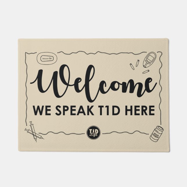 We Speak T1d (Black/Sand) Doormat (Front)