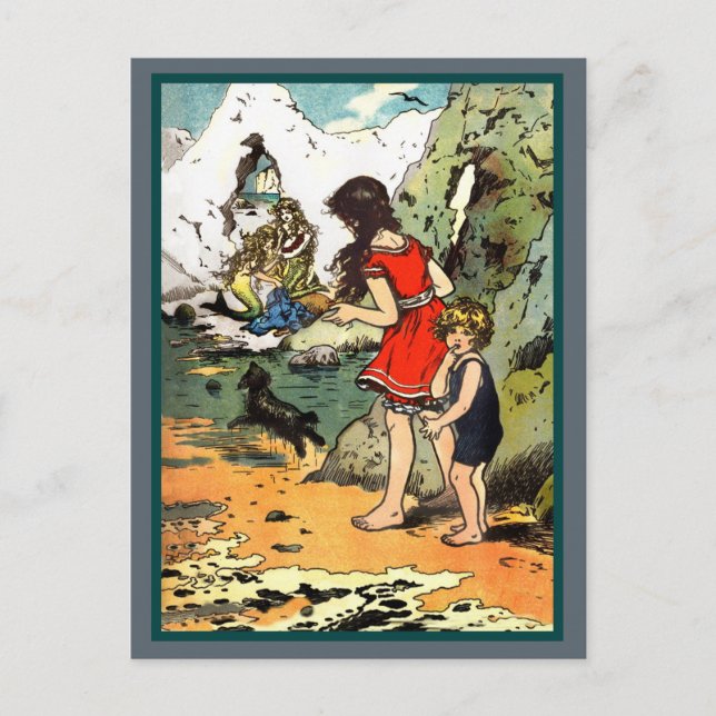 We Spy Two Mermaids on the Rocks Holiday Postcard (Front)