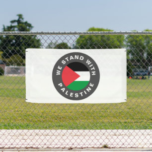We Stand with Palestine custom text flag white Banner