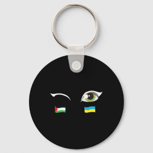 We Stand With Ukraine Palestine Flag Ukraine Flag Keychain
