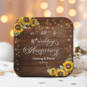 We Still Do 10th Wedding Anniversary String Lights Paper Plate