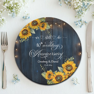 We Still Do 10th Wedding Anniversary String Lights Paper Plate
