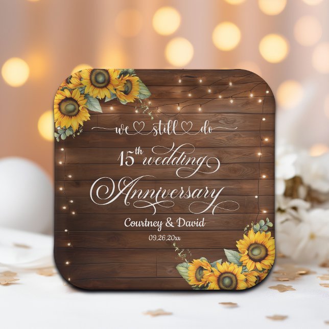 We Still Do 15th Wedding Anniversary String Lights Paper Plate (Creator Uploaded)
