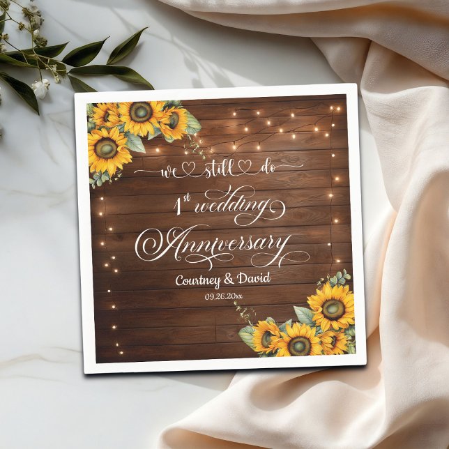 We Still Do 1st Wedding Anniversary String Lights Napkin (Creator Uploaded)