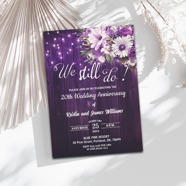 We Still Do 20th Wedding Anniversary String Lights Invitation (Creator Uploaded)