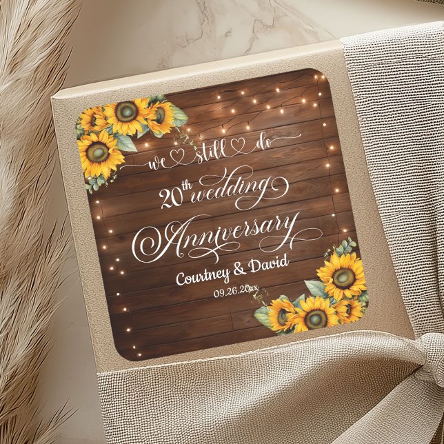 We Still Do 20th Wedding Anniversary String Lights Square Sticker (Creator Uploaded)
