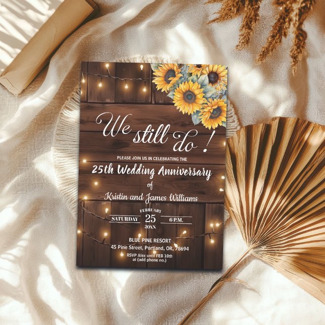 We Still Do 25th Wedding Anniversary String Lights Invitation (Creator Uploaded)