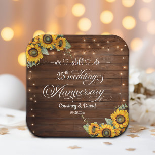 We Still Do 25th Wedding Anniversary String Lights Paper Plate