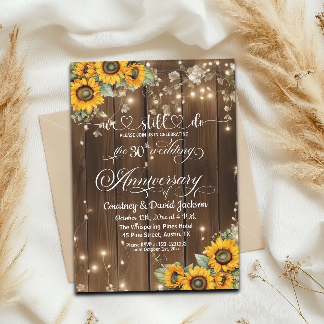 We Still Do 30th Wedding Anniversary String Lights Invitation (Creator Uploaded)
