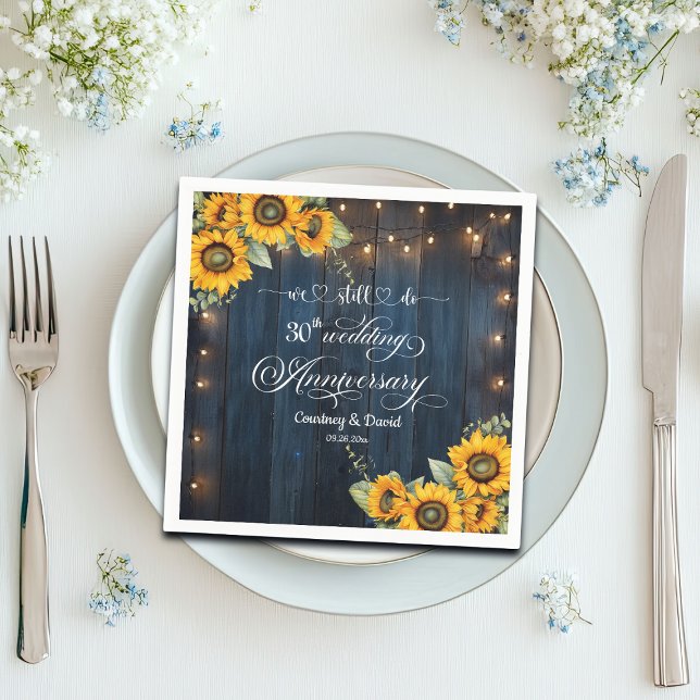 We Still Do 30th Wedding Anniversary String Lights Napkin (Creator Uploaded)