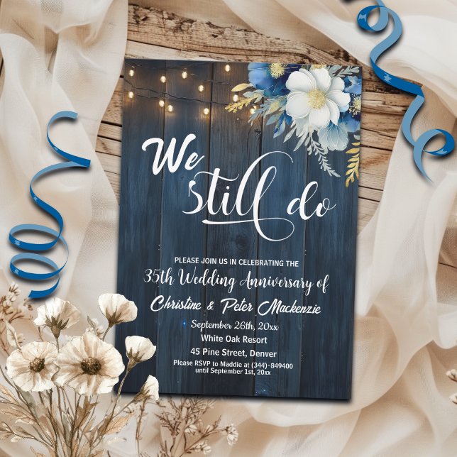 We Still Do 35th Wedding Anniversary String Lights Invitation (Creator Uploaded)