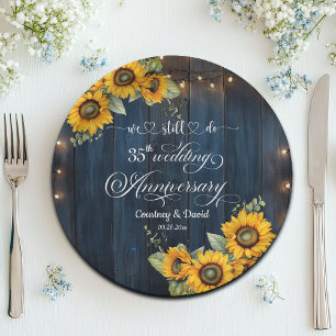 We Still Do 35th Wedding Anniversary String Lights Paper Plate