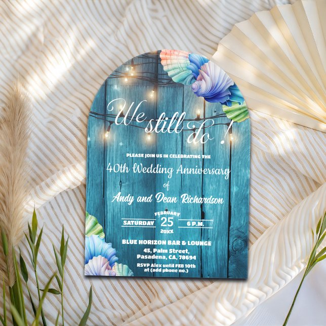 We Still Do 40th Wedding Anniversary String Lights Acrylic Invitations (Creator Uploaded)