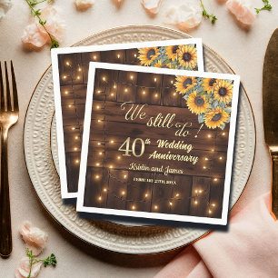 We Still Do 40th Wedding Anniversary String Lights Napkin