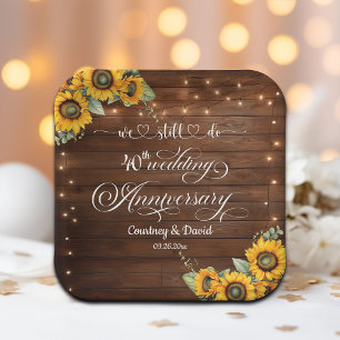 We Still Do 40th Wedding Anniversary String Lights Paper Plate