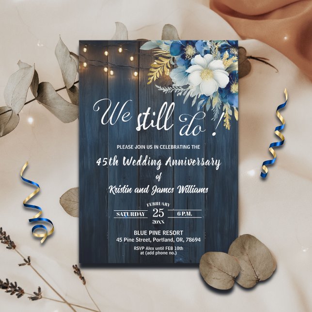 We Still Do 45th Wedding Anniversary String Lights Invitation (Creator Uploaded)