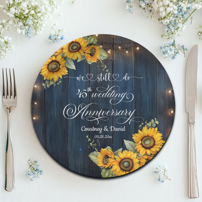 We Still Do 45th Wedding Anniversary String Lights Paper Plate (Creator Uploaded)