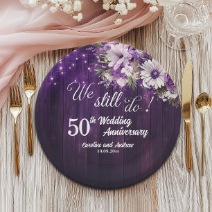 We Still Do 50th Wedding Anniversary String Lights Paper Plate