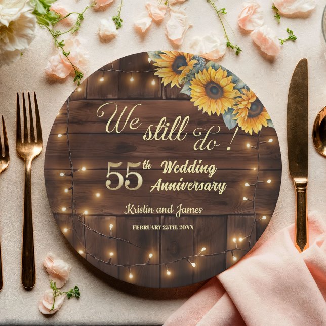 We Still Do 55th Wedding Anniversary String Lights Paper Plate (Creator Uploaded)