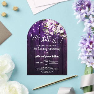 We Still Do 5th Wedding Anniversary String Lights Acrylic Invitations