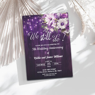 We Still Do 5th Wedding Anniversary String Lights Invitation