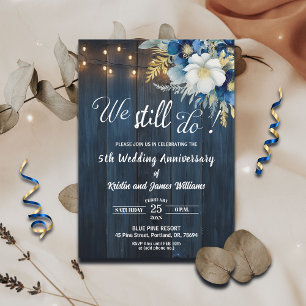We Still Do 5th Wedding Anniversary String Lights Invitation
