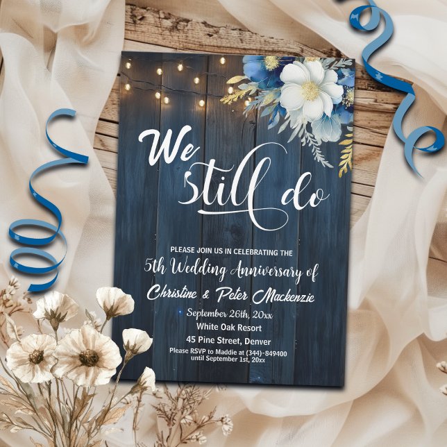 We Still Do 5th Wedding Anniversary String Lights Invitation (Creator Uploaded)