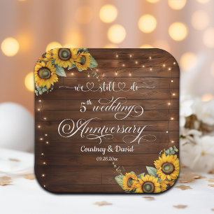 We Still Do 5th Wedding Anniversary String Lights Paper Plate