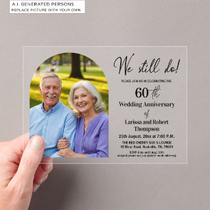 We Still Do 60th Wedding Anniversary Photo Acrylic Invitations