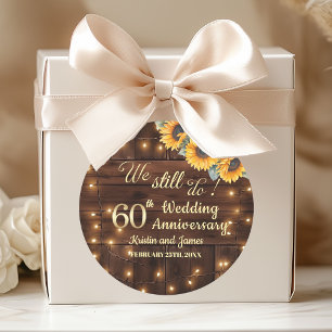 We Still Do 60th Wedding Anniversary String Lights Classic Round Sticker
