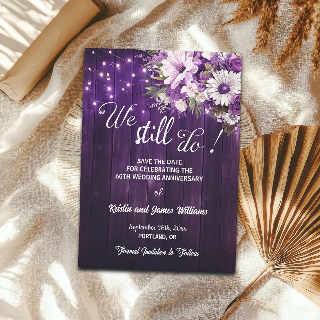 We Still Do 60th Wedding Anniversary String Lights Save The Date (Creator Uploaded)