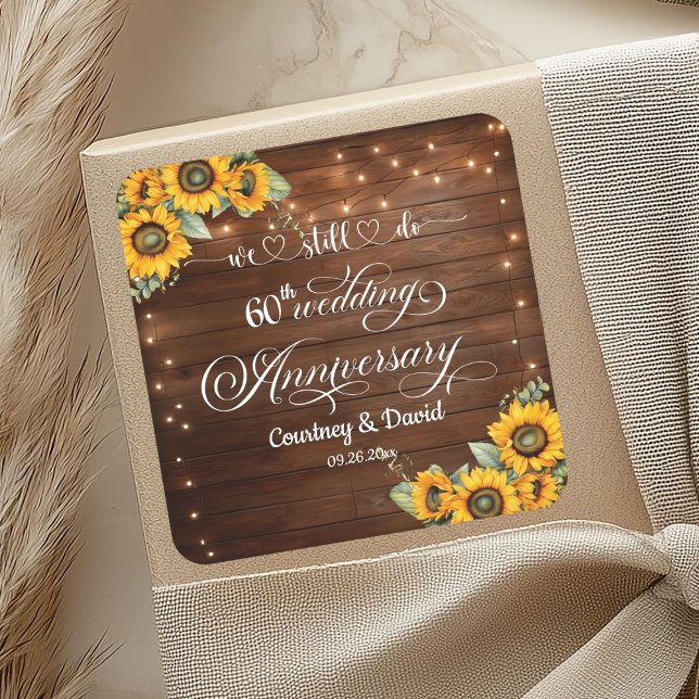 We Still Do 60th Wedding Anniversary String Lights Square Sticker (Creator Uploaded)