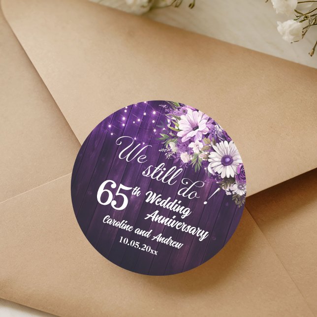We Still Do 65th Wedding Anniversary String Lights Classic Round Sticker (Creator Uploaded)