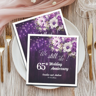 We Still Do 65th Wedding Anniversary String Lights Napkin