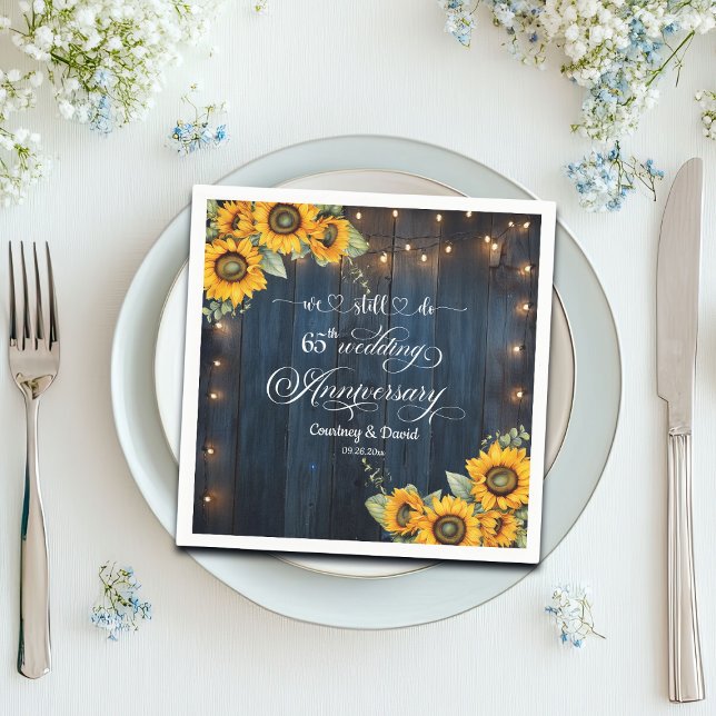 We Still Do 65th Wedding Anniversary String Lights Napkin (Creator Uploaded)