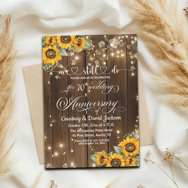 We Still Do 70th Wedding Anniversary String Lights Invitation (Creator Uploaded)